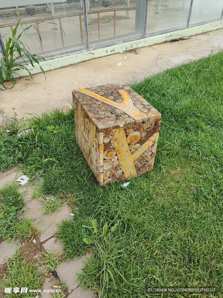草地上的舊箱子