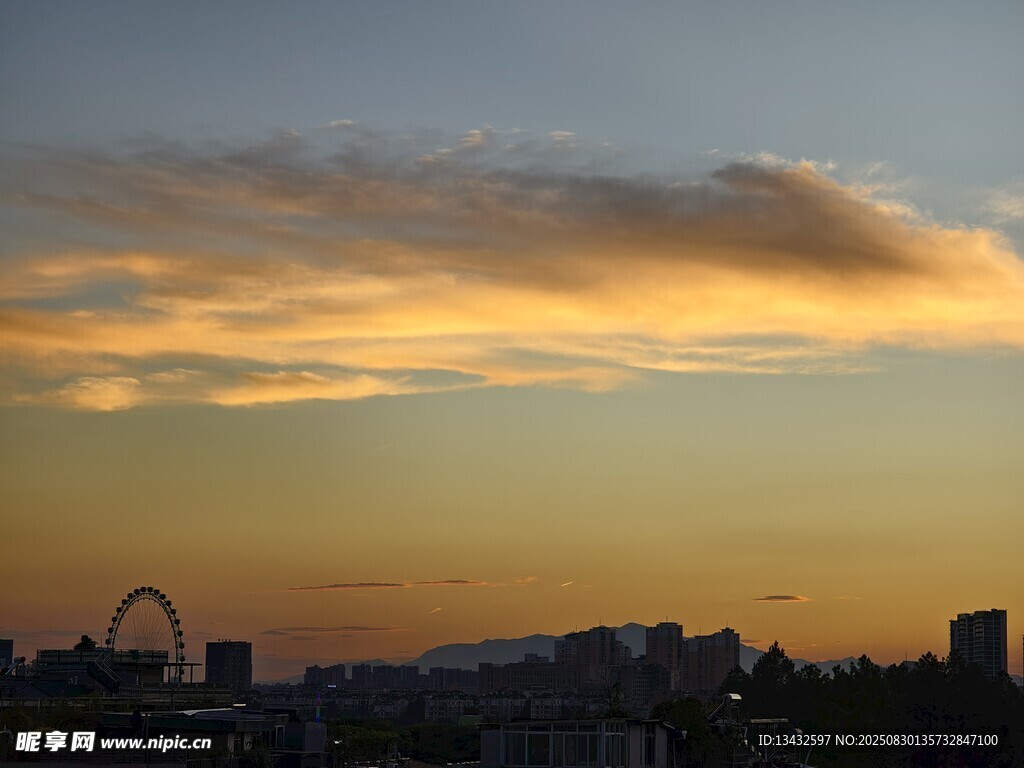 黃昏下的城市天際線