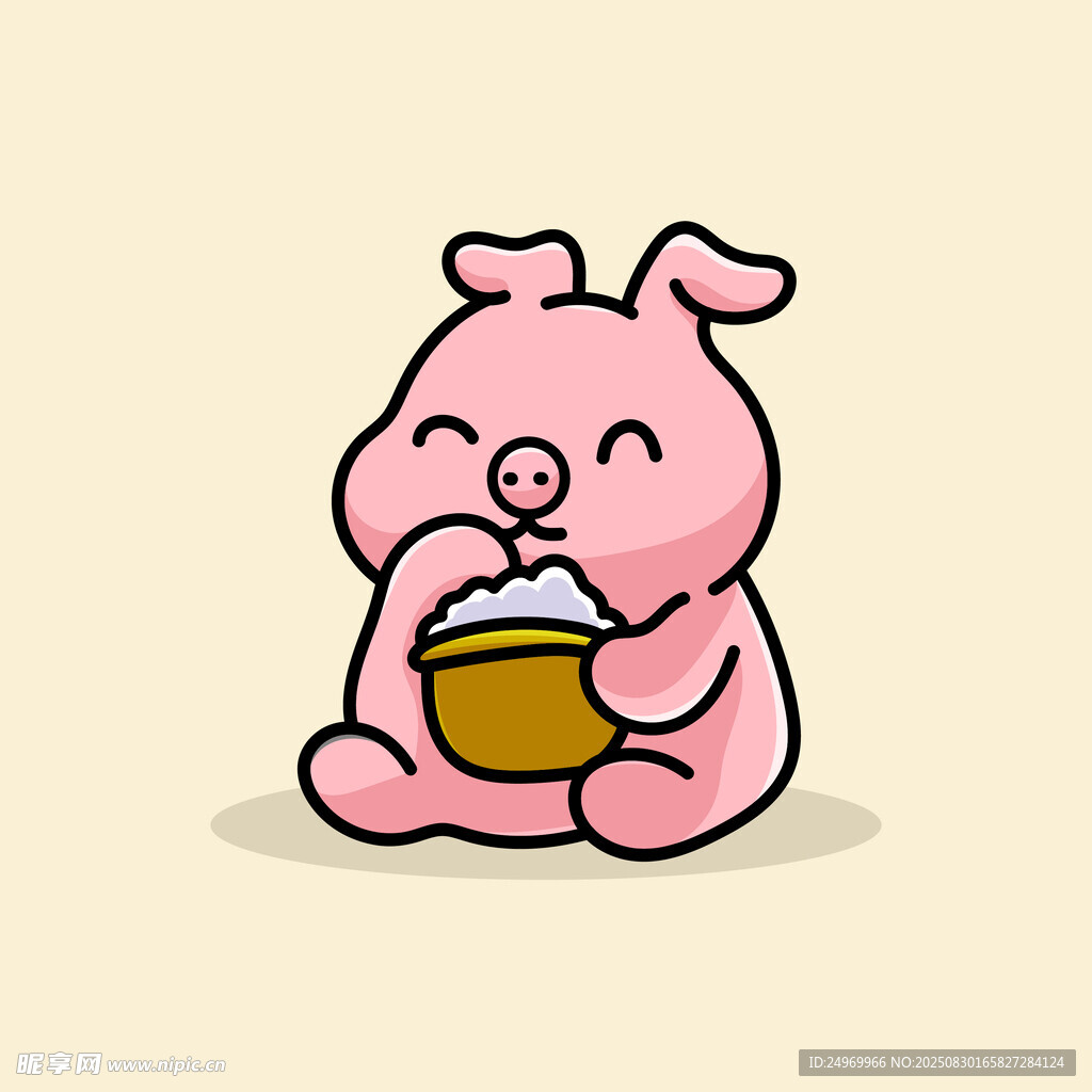 可愛小豬吃美食