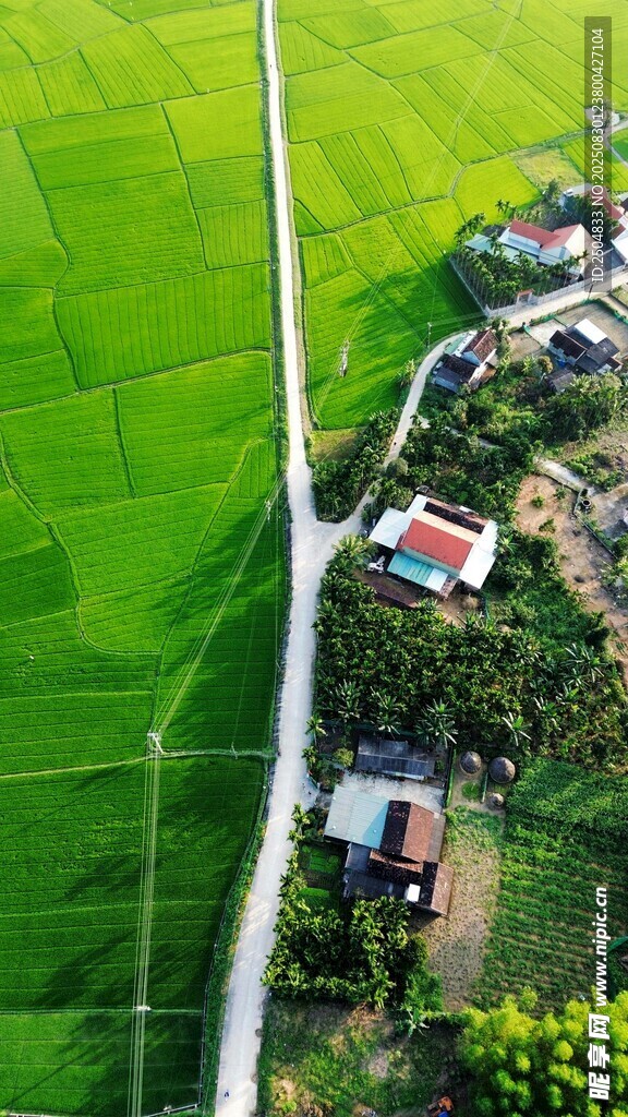 俯瞰田園風(fēng)光中的村落