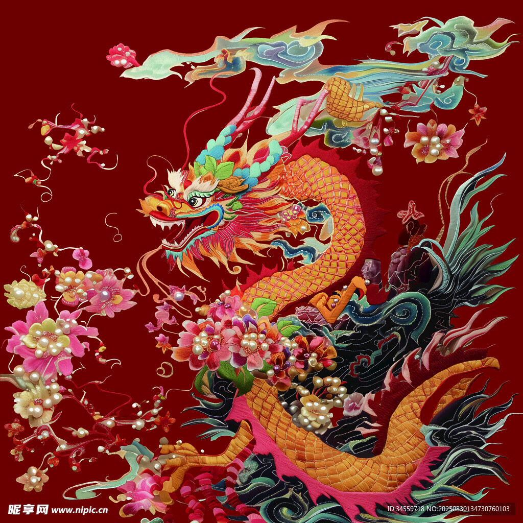中式刺繡龍紋精美圖案
