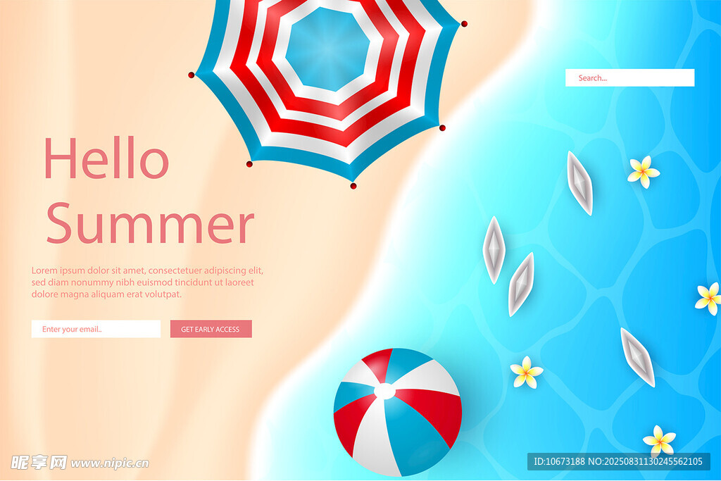 夏日海灘風(fēng)情插畫