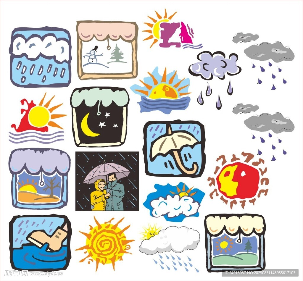 天氣圖案 天氣標(biāo)識 天氣符號 