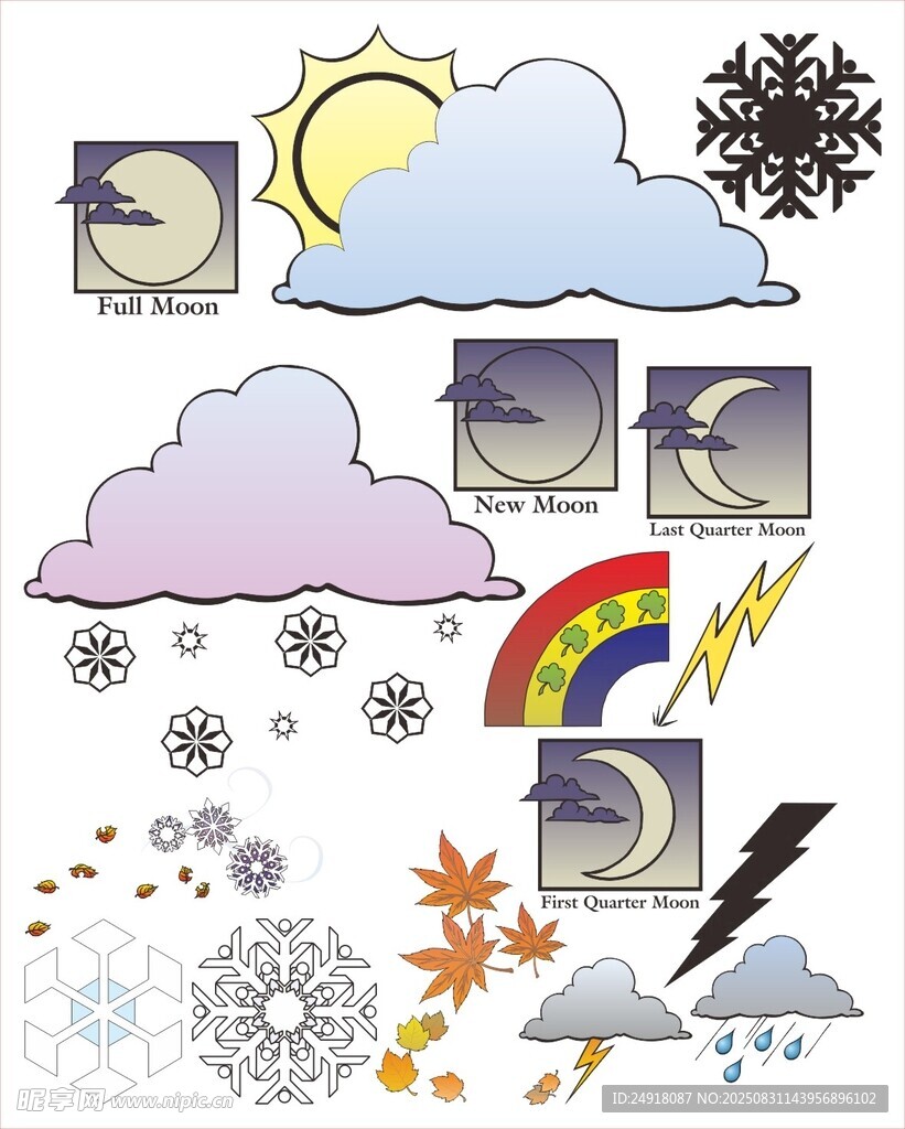 天氣圖案 天氣標(biāo)識 天氣符號 