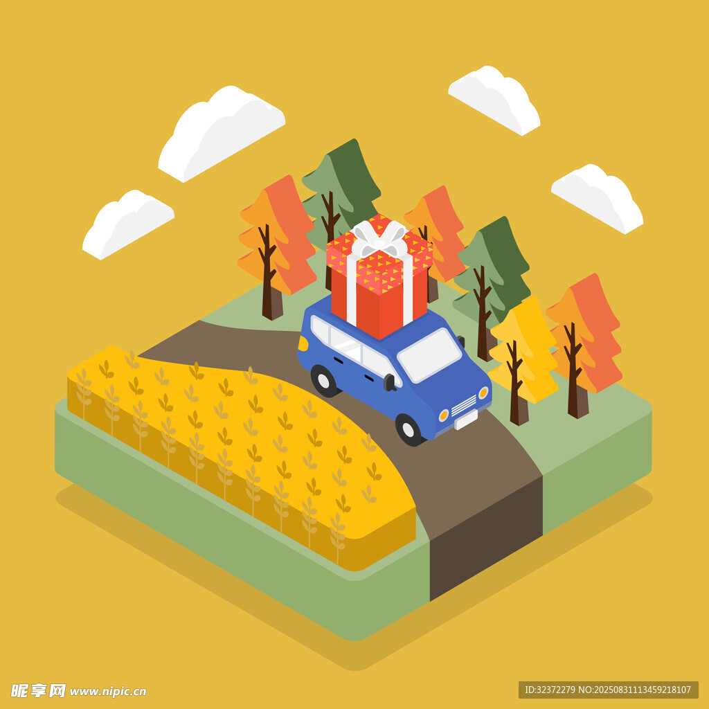 鄉(xiāng)村公路上的禮品運輸車輛