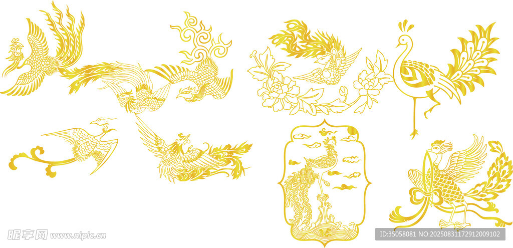 中式傳統(tǒng)金色祥瑞圖案元素