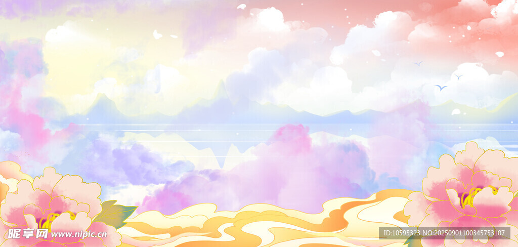 夢幻花卉天空美景