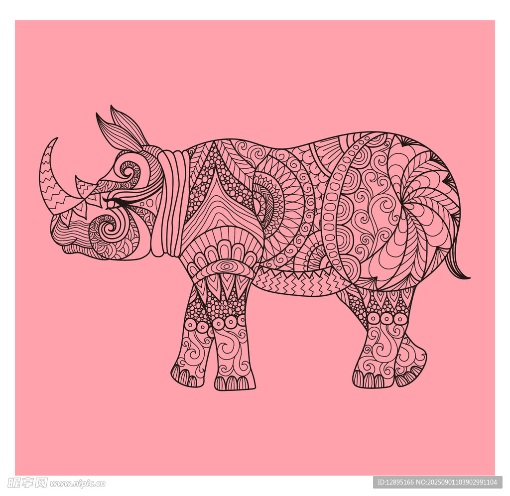 粉色背景犀?；y插畫