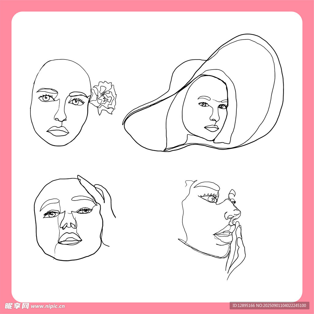 簡約線條人臉創(chuàng)意插畫