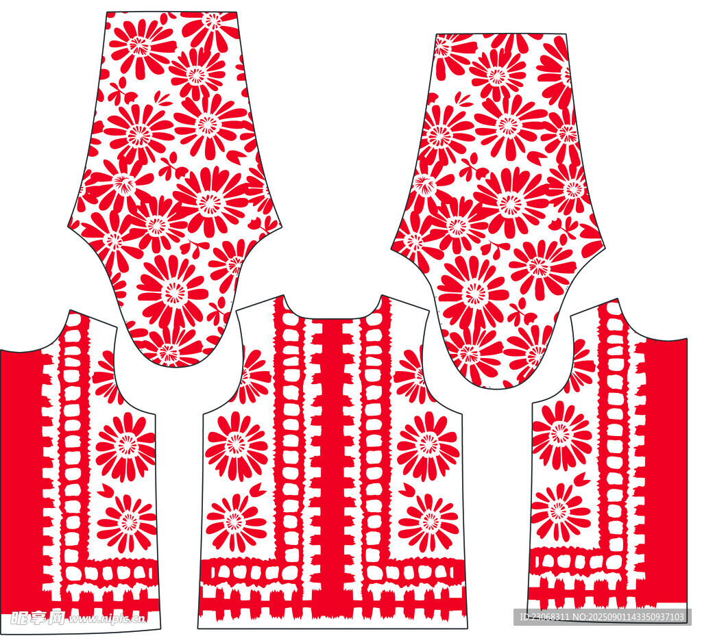 傳統(tǒng)紅白刺繡圖案設(shè)計(jì)