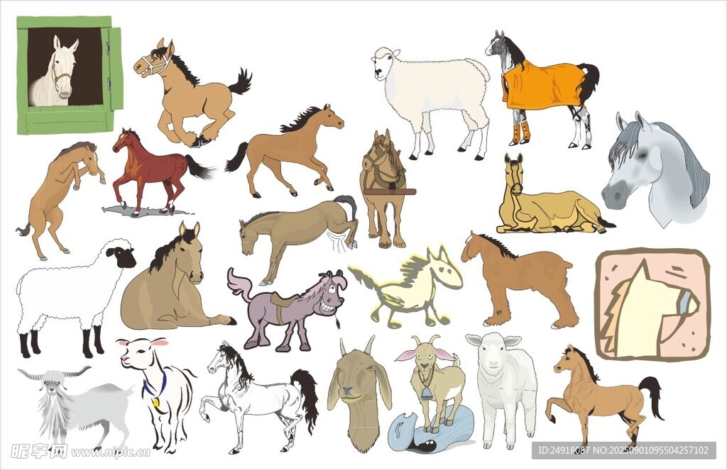 多樣動物插畫集合