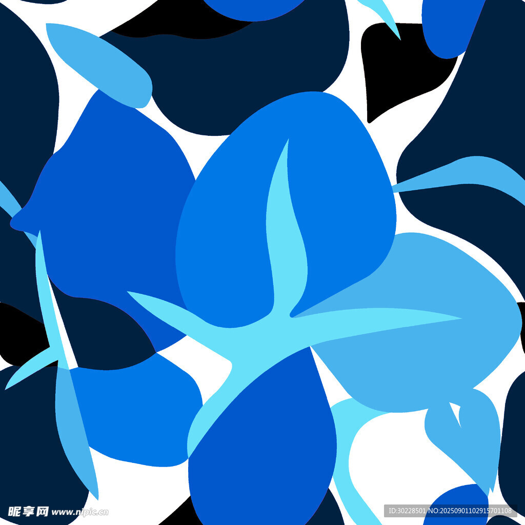 藍色抽象花卉圖案設(shè)計
