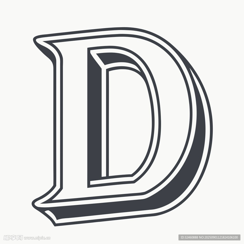 復(fù)古風(fēng)格字母D設(shè)計