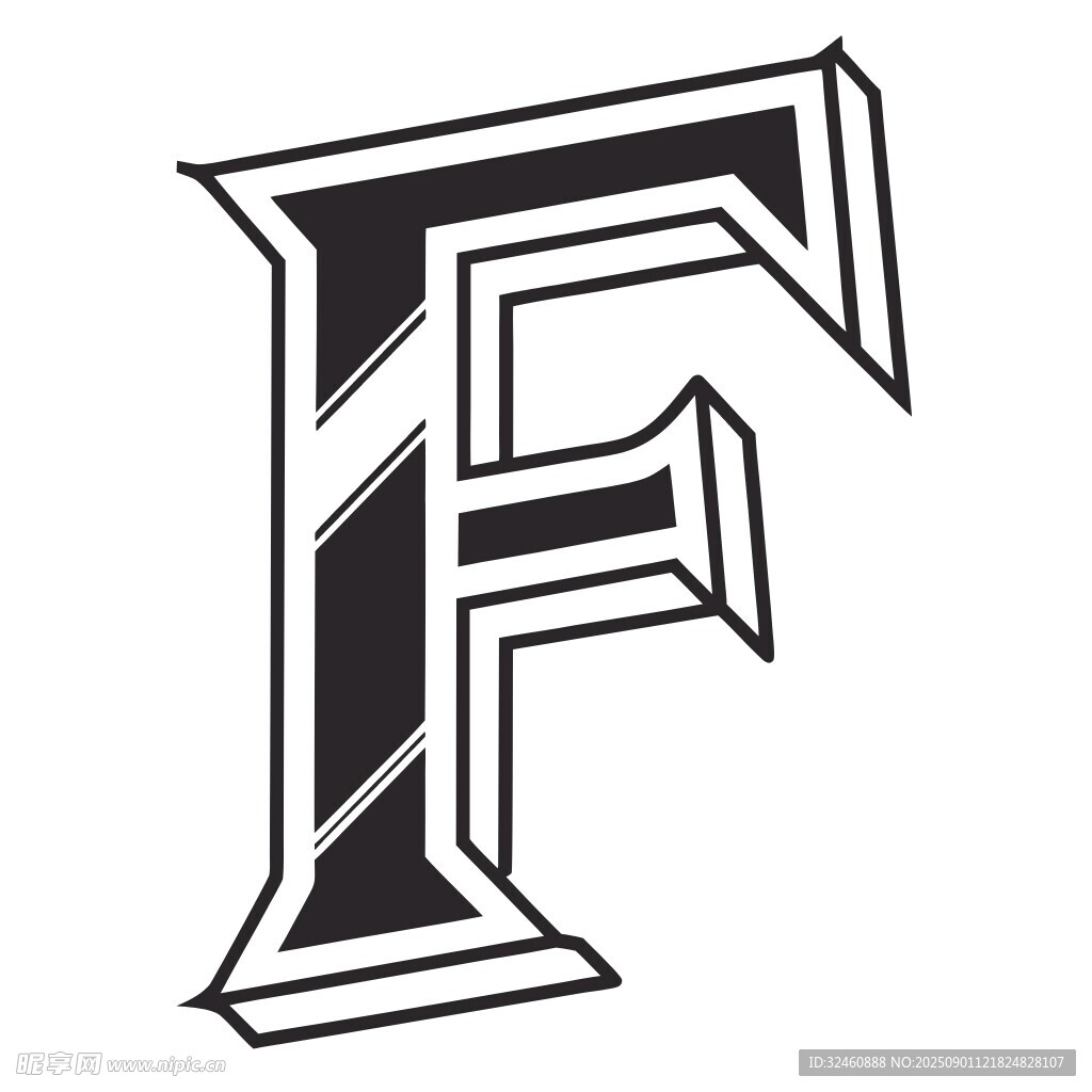 復(fù)古風(fēng)格字母F設(shè)計