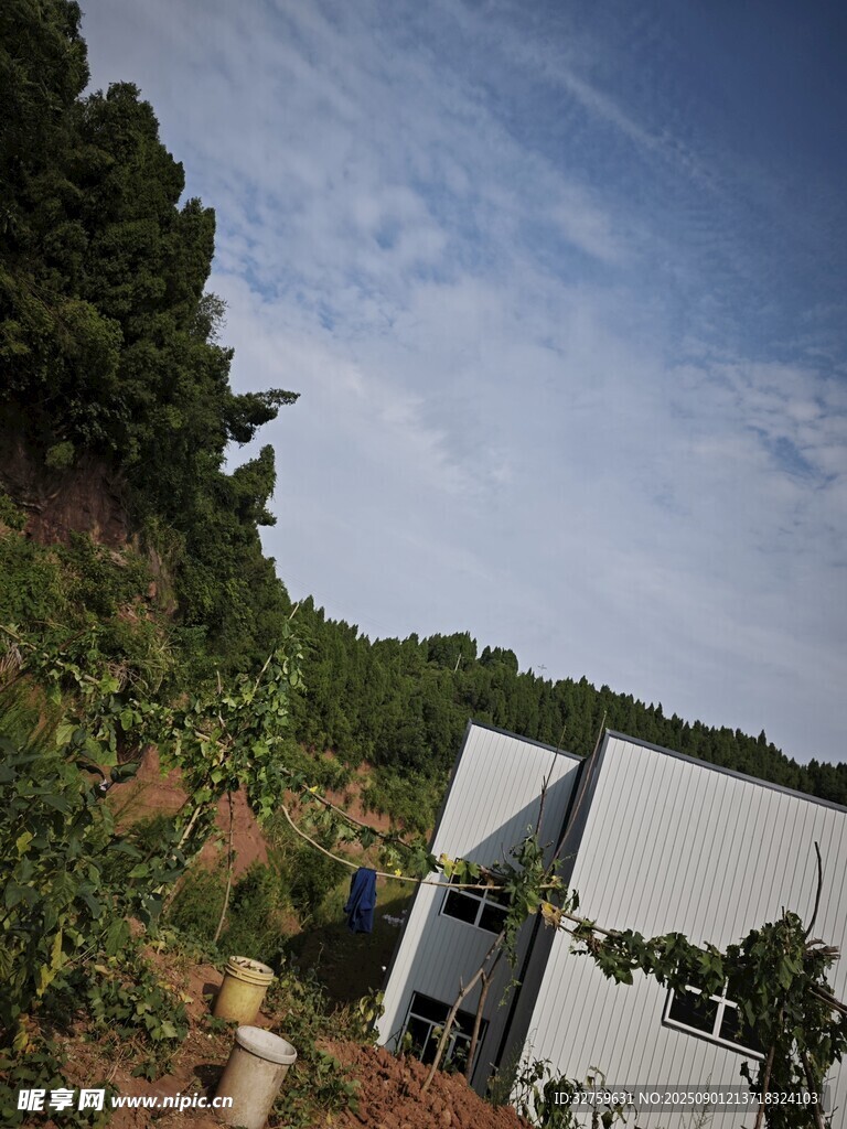 山坡旁的白色建筑