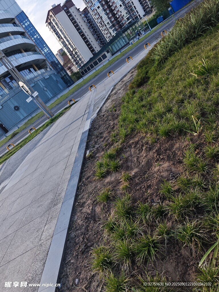 城市中蜿蜒的步道與綠植