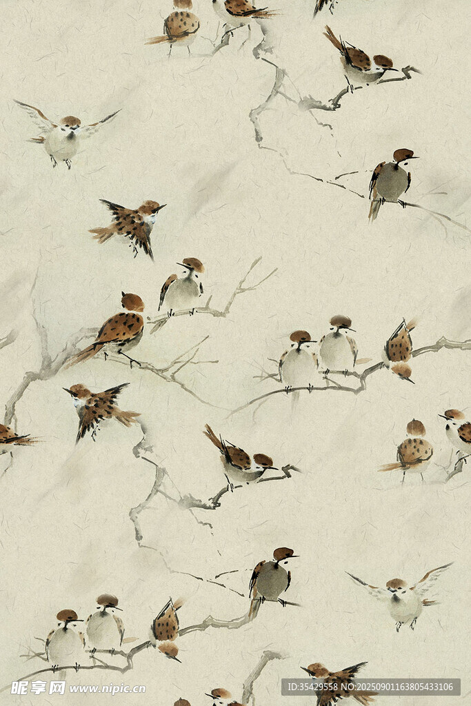 枝頭群鳥圖