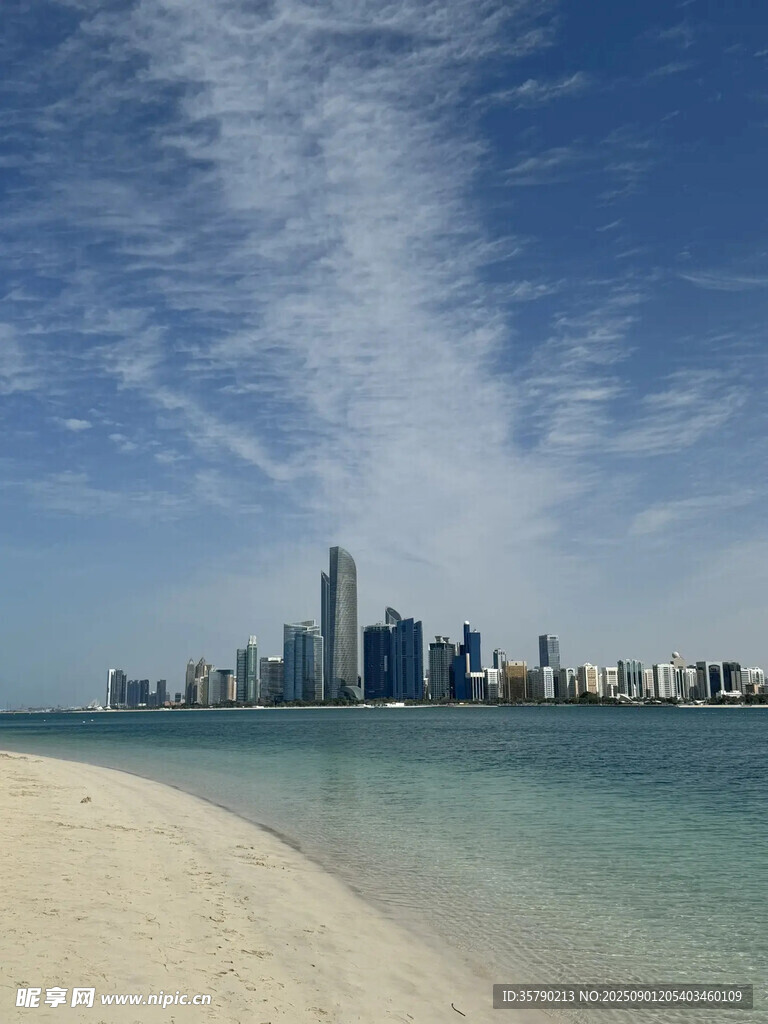 迪拜海濱城市天際線景觀