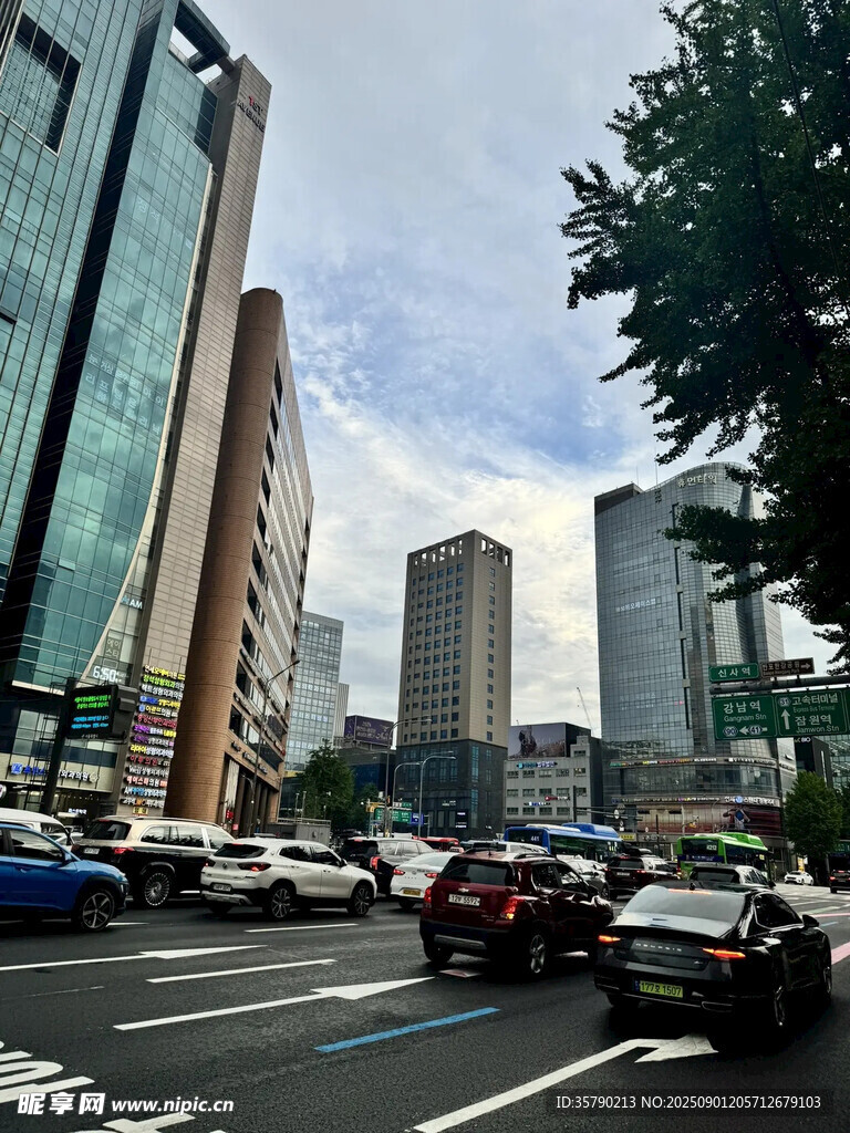 城市繁忙街道交通景象