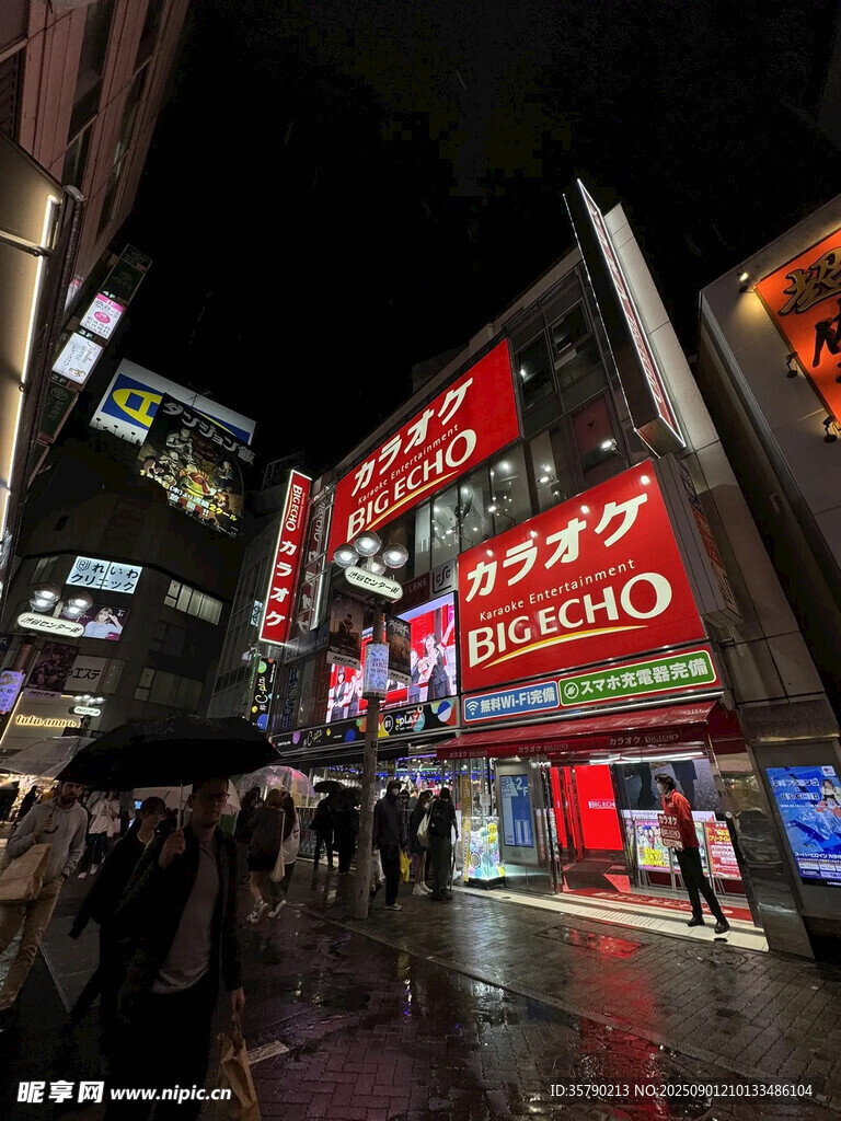 繁華都市夜晚商業(yè)街景象