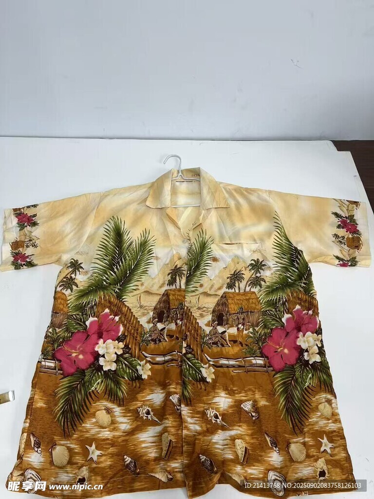 復古花卉圖案短袖襯衫
