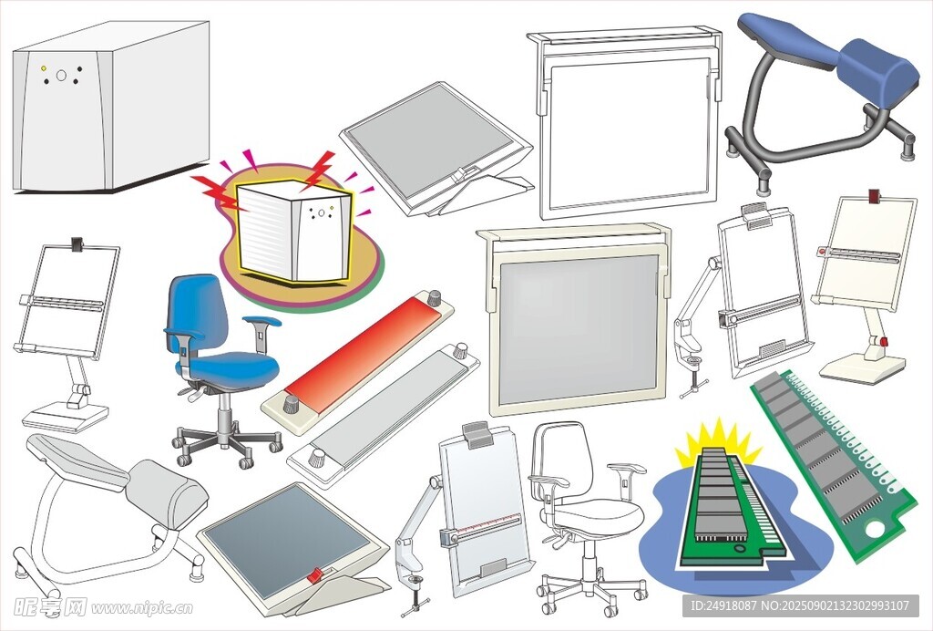 多樣辦公家具設(shè)備集合