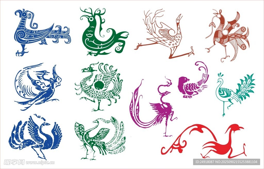 鳳凰圖案 矢量鳳凰 鳳凰紋飾 