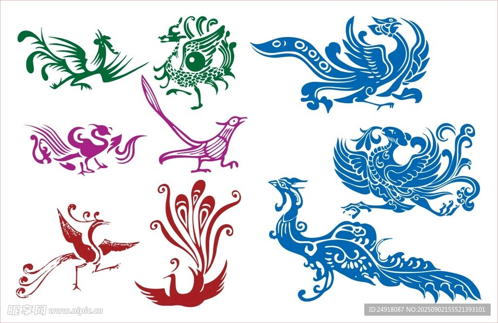 鳳凰圖案 矢量鳳凰 鳳凰紋飾 