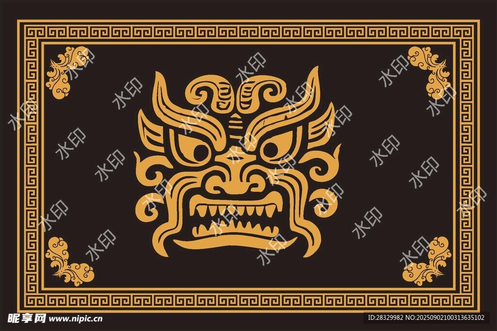 金色獸面紋圖案