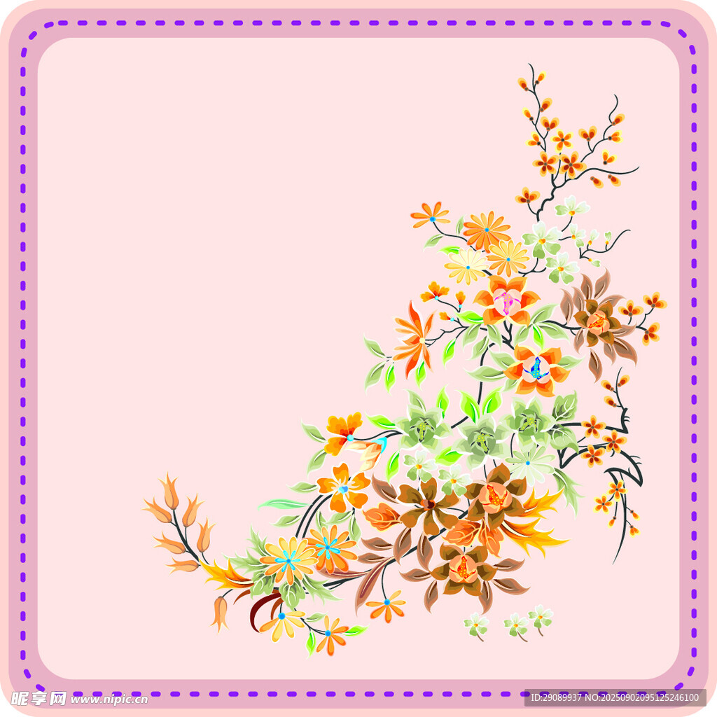粉色背景花卉裝飾圖案