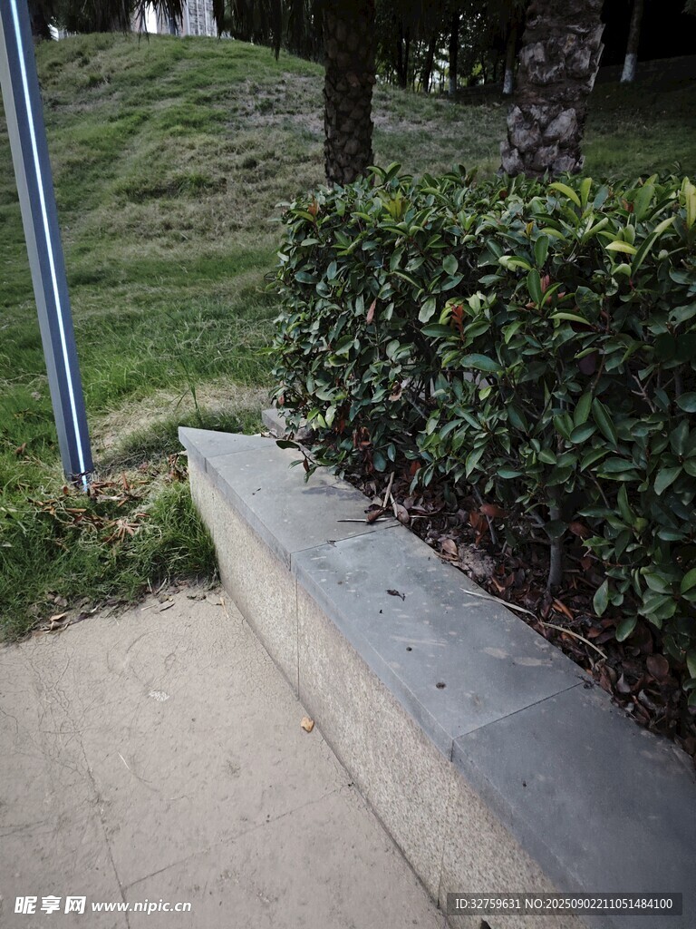 戶外水泥臺(tái)階與綠植景觀