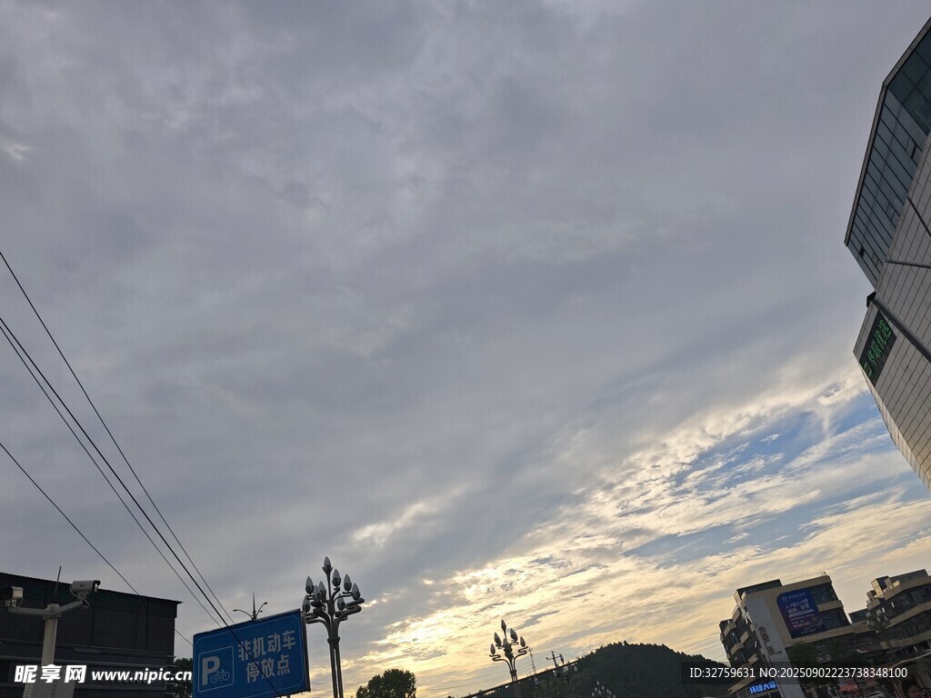 城市黃昏天空景象
