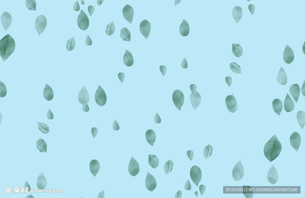 淺藍色背景上的綠色雨滴