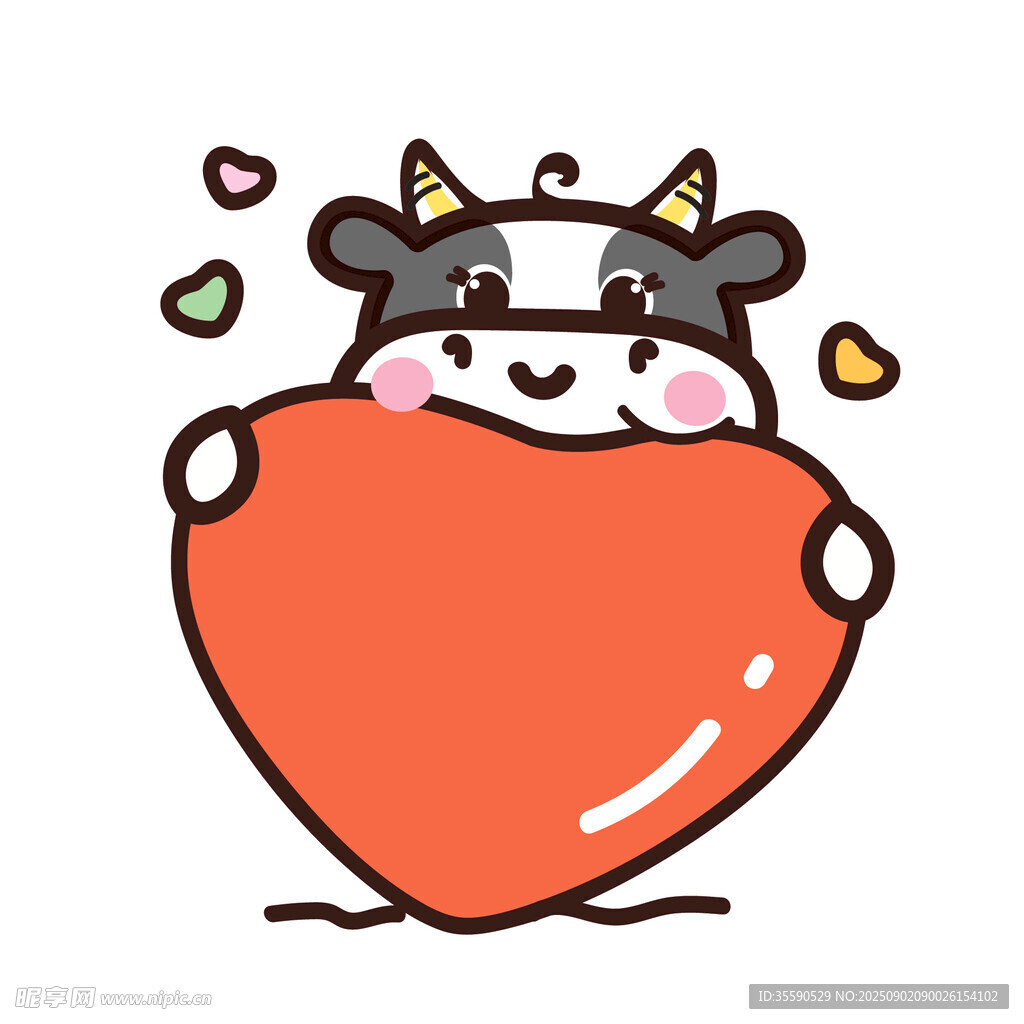 可愛(ài)小牛抱愛(ài)心