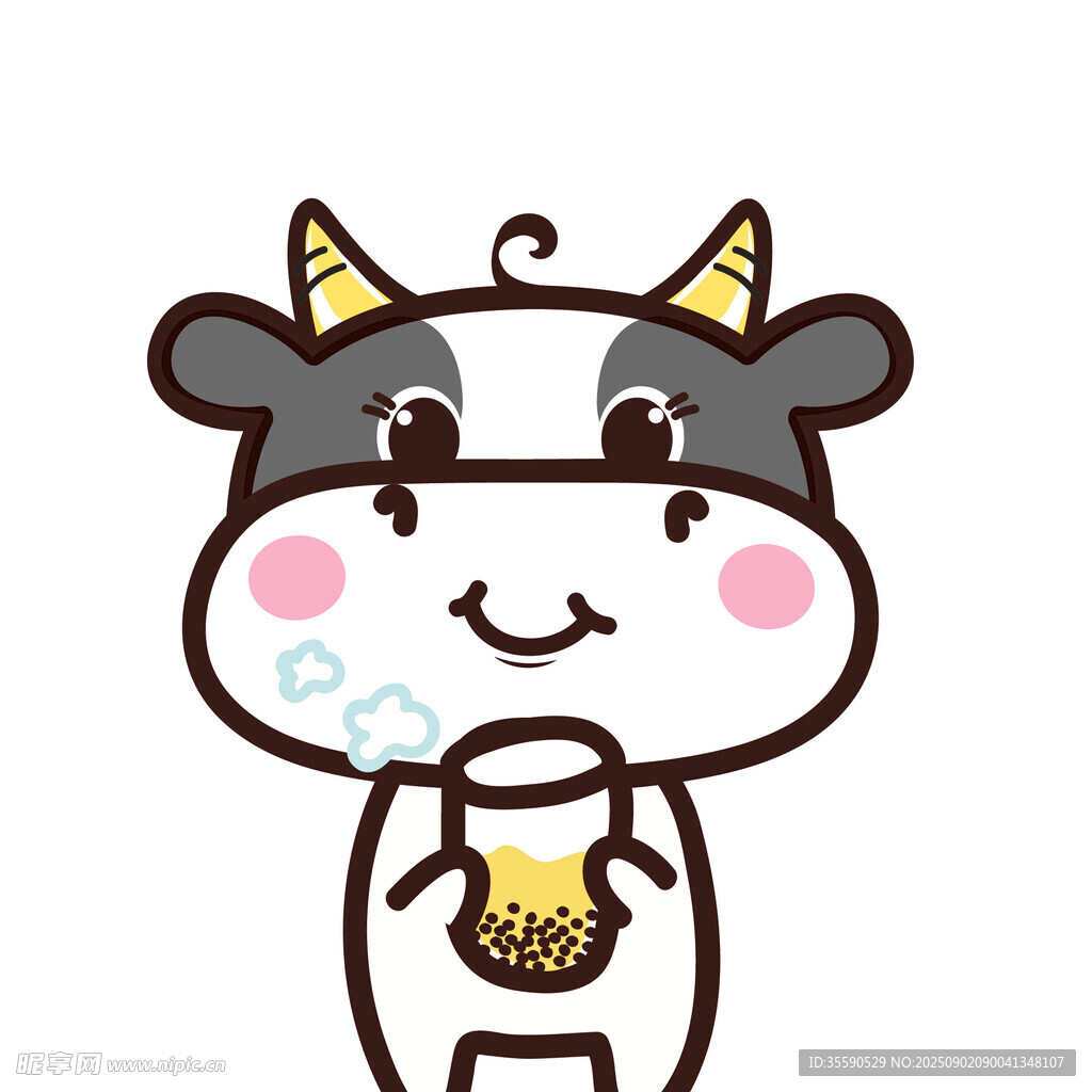 可愛小牛手持鈴鐺