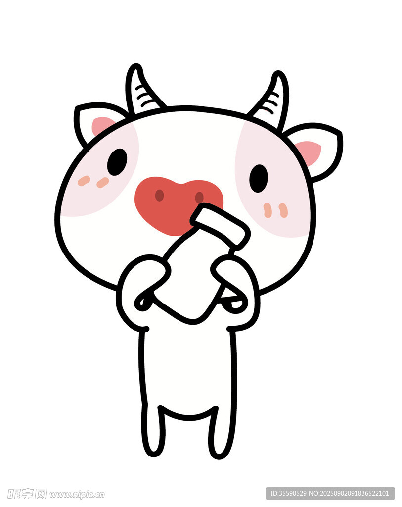 可愛小牛喝奶瓶