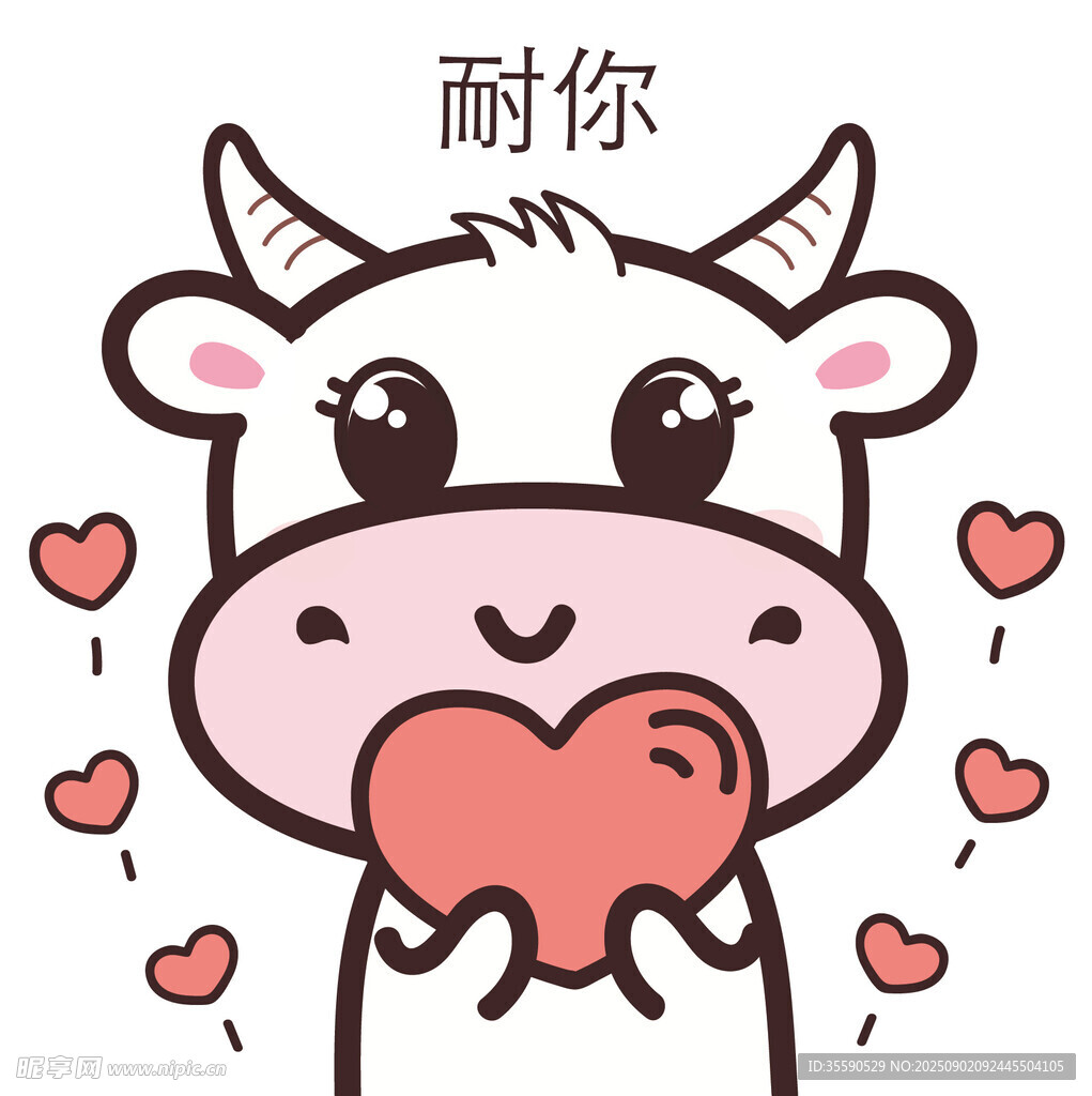 可愛小牛捧心送愛意