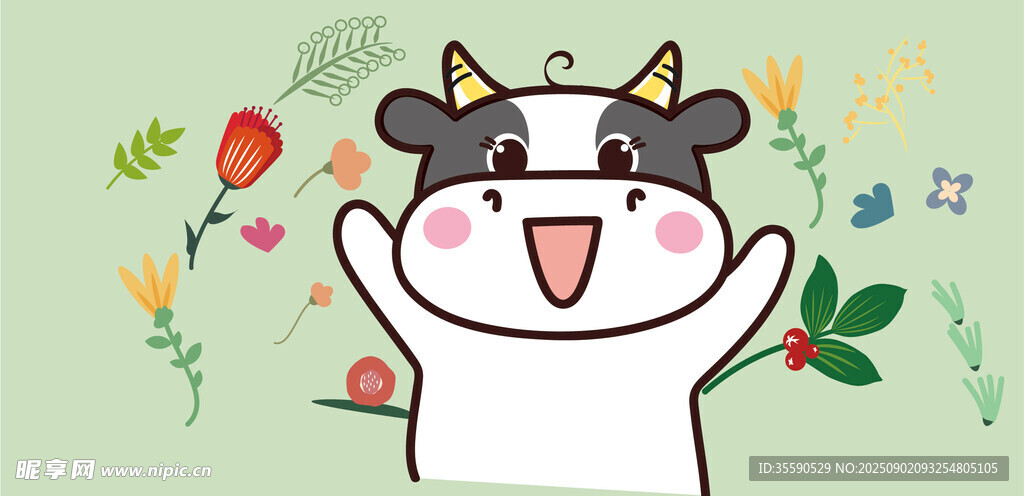 可愛小牛插畫萌趣滿滿