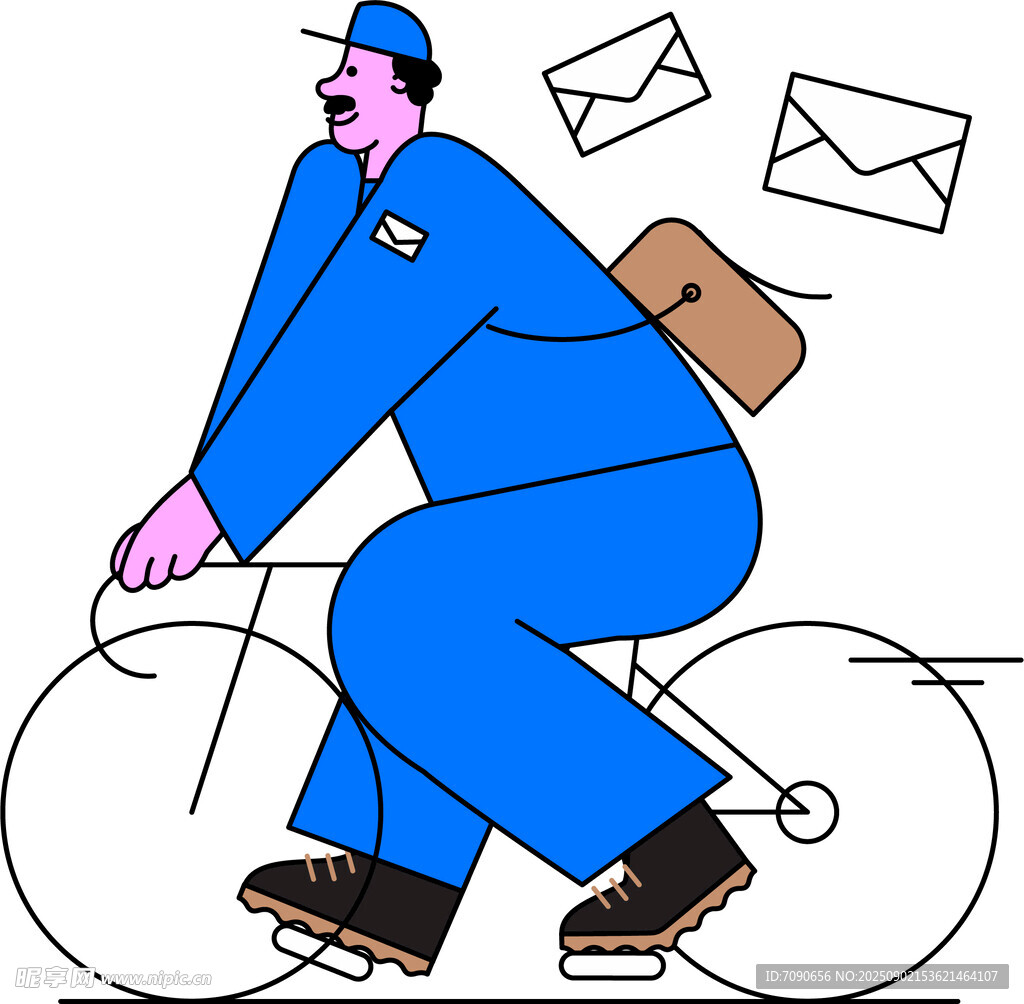 騎自行車送信的郵遞員