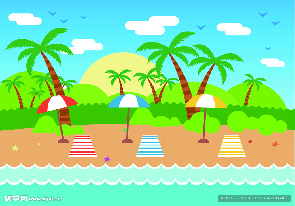 夏日海灘度假場景