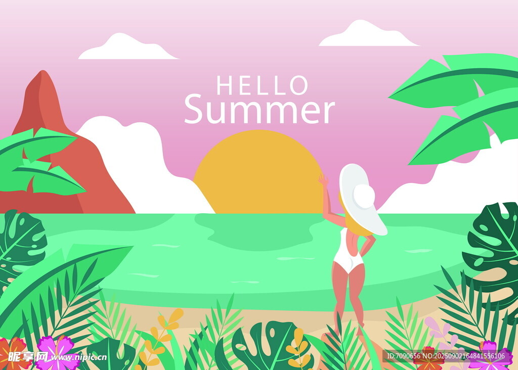 夏日海灘上的曼妙身影
