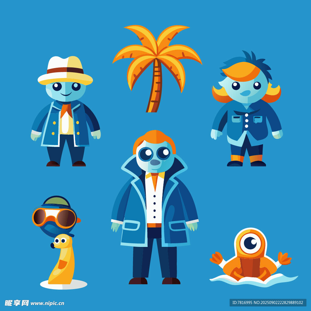 海洋主題卡通角色集合