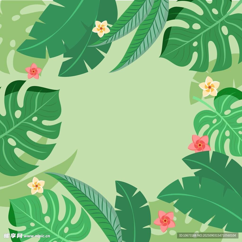 熱帶植物邊框背景圖