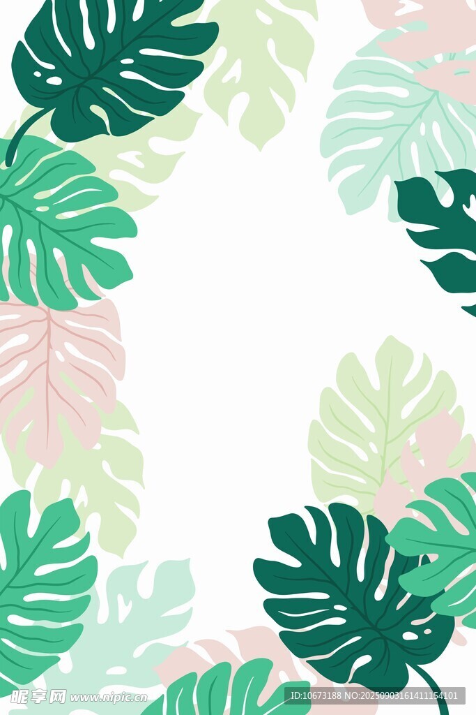 熱帶植物邊框背景圖