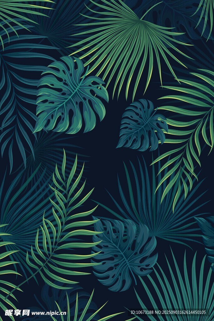 熱帶植物圖案背景