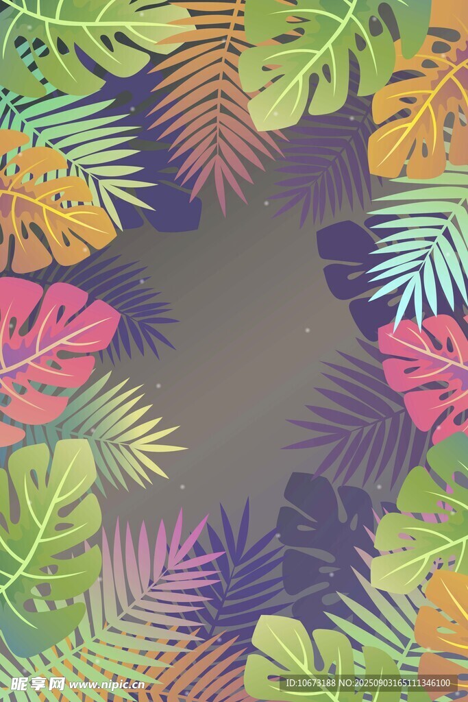 多彩熱帶植物背景圖案