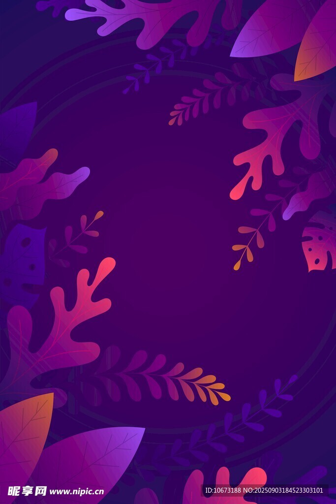 夢幻紫色植物裝飾圖案