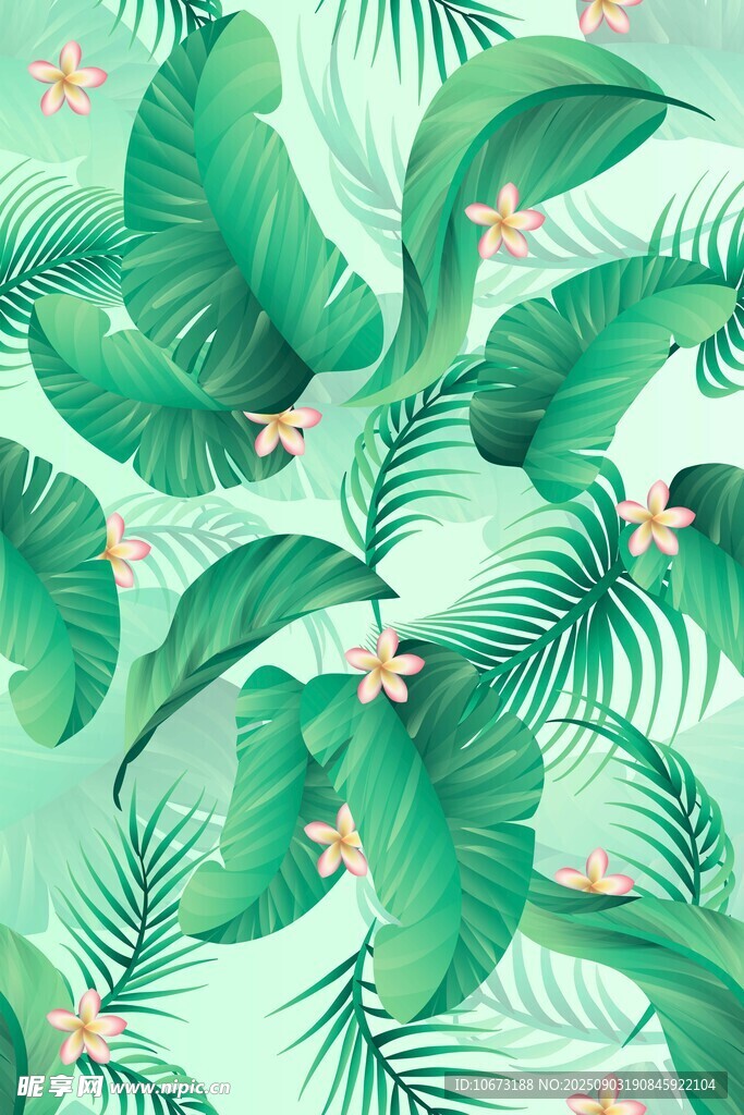 熱帶植物葉片花卉圖案