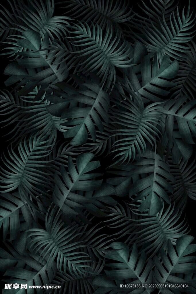 深綠棕櫚葉紋理背景圖