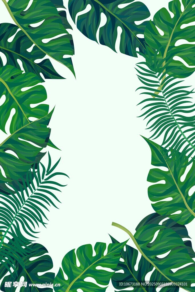熱帶綠植邊框背景圖